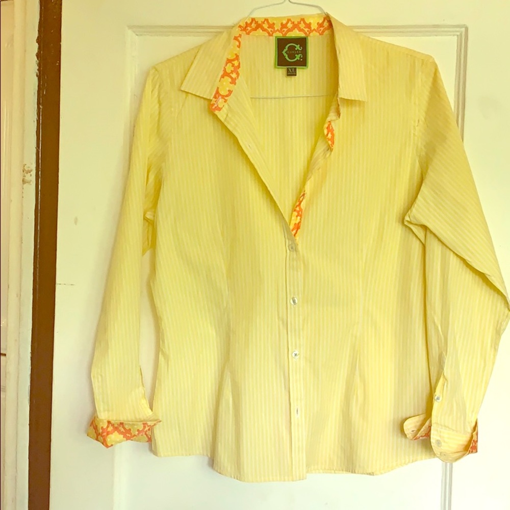 Yellow with orange trimmings blouse never worn